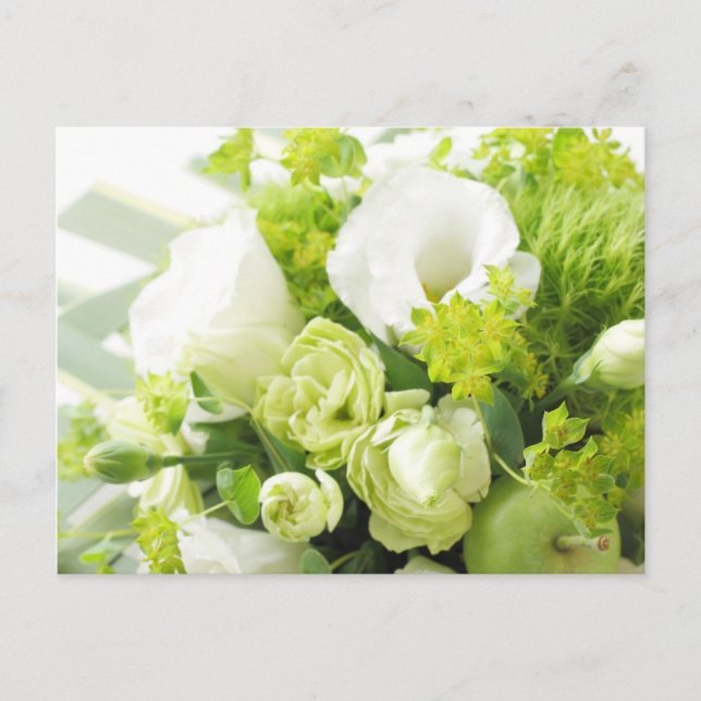Postal Bouquet de diferentes flores blancas de temporada (Anverso)