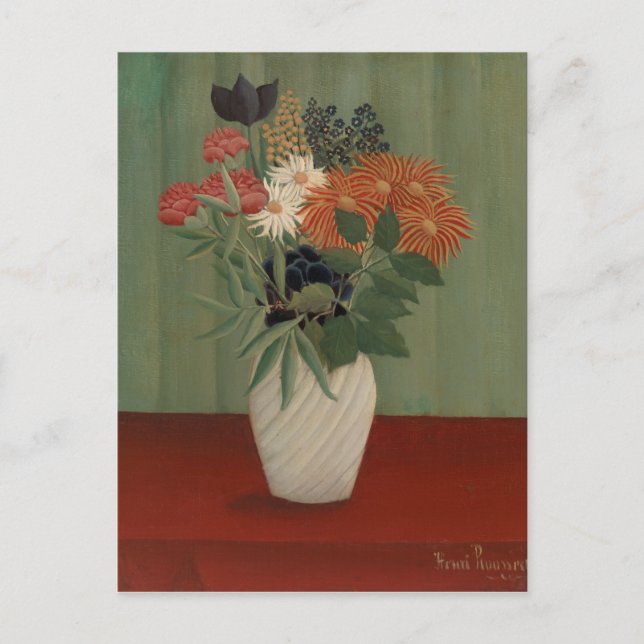 Postal Bouquet de flores con afiches y tokyos de China (Anverso)