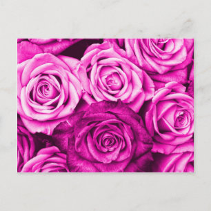 Postal Bouquet de flores de color rosa magenta de bonito