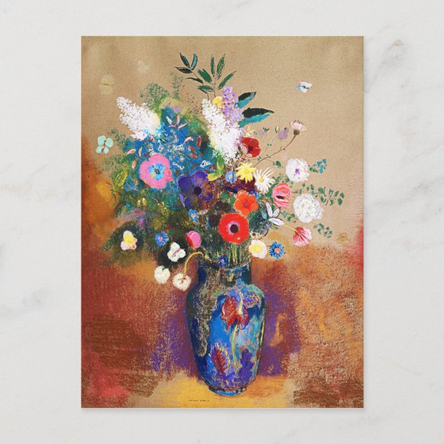 Postal Bouquet de flores de Odilon Redon (Anverso)