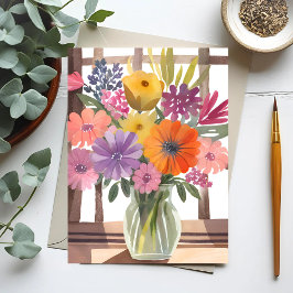 Postal Bouquet de flores de primavera | Acuarela Floral P