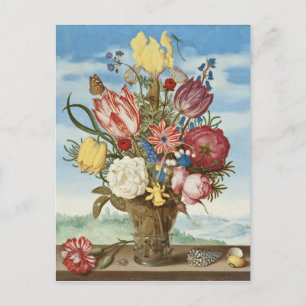 Postal Bouquet de flores en un Borde Ambrosius Bosschaert