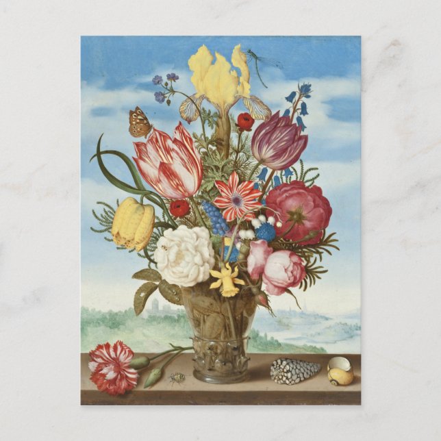 Postal Bouquet de flores en un Borde Ambrosius Bosschaert (Anverso)