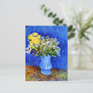 Postal Bouquet de flores en una bolsa azul