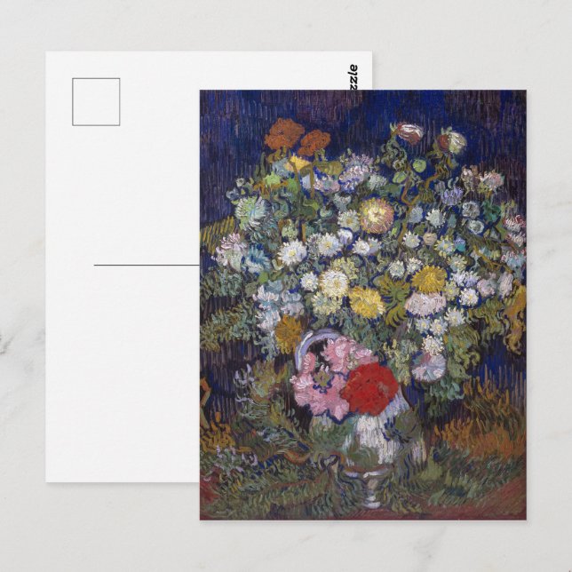 Postal Bouquet de flores en una bolsa | Van Gogh | (Anverso / Reverso)