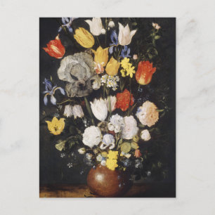 Postal Bouquet de flores en una granada de tierra (1610)