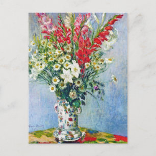 Postal Bouquet de Gadiolas Lilies y Dasies Claude Monet