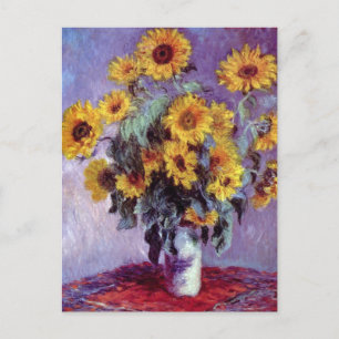 Postal Bouquet de girasoles de Claude Monet, arte vintage