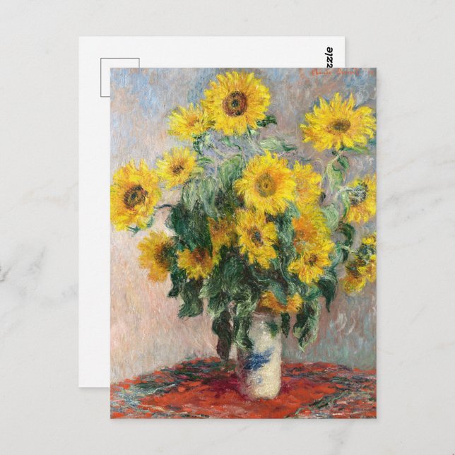 Postal Bouquet de girasoles de Claude Monet Classic (Anverso / Reverso)