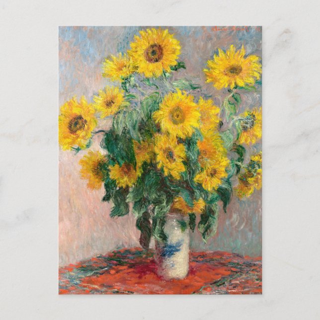 Postal Bouquet de girasoles por arte impresionista monet (Anverso)