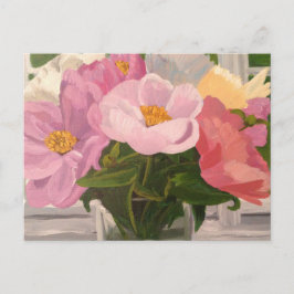 Postal Bouquet de peonies en frasco de cristal