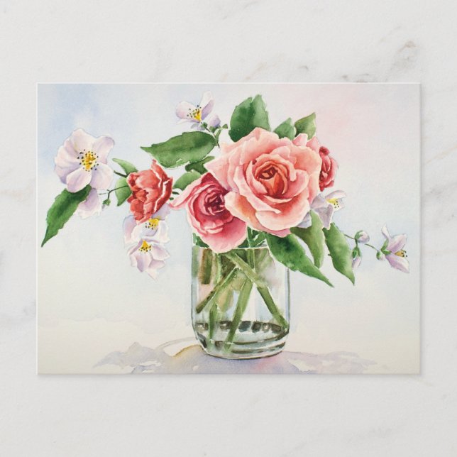 Postal Bouquet de rosas (Anverso)