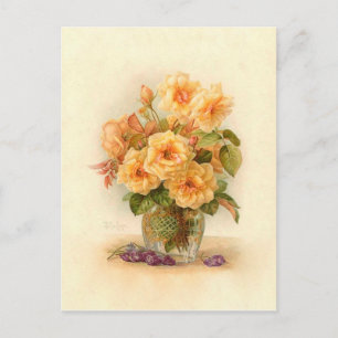 Postal Bouquet de Rosas de flores victorianas Paul De Lon