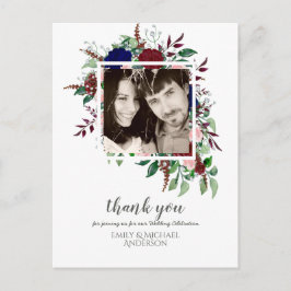 Postal Bouquet Marsala Blue Pink Flowers