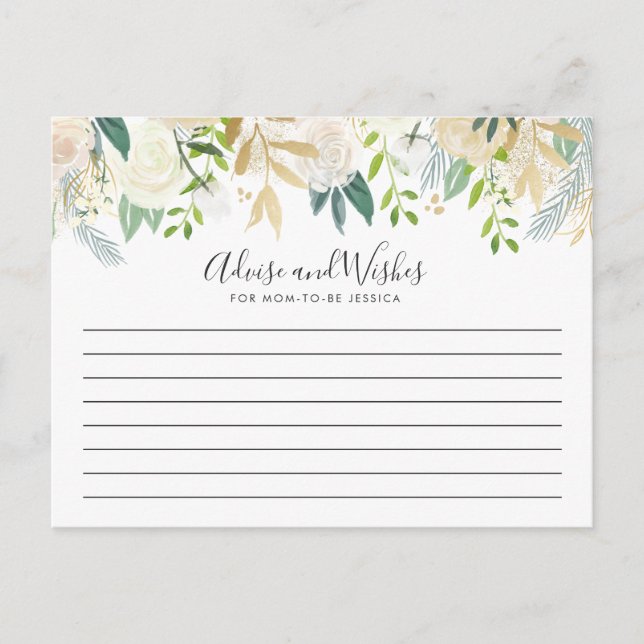 Postal Bouquet rosa blanco | Baby Shower Advice (Anverso)