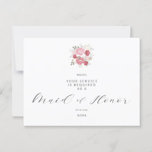 Postal Bouquet rosa, serás mi empleada de honor