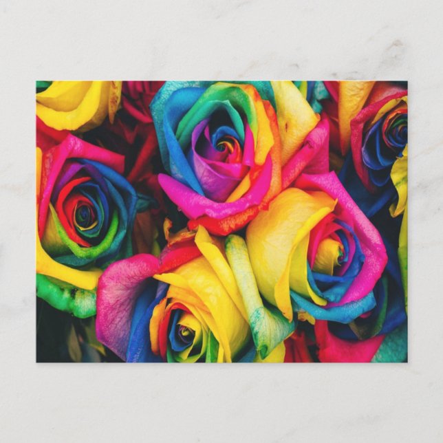 Postal Bouquet Rosas arcoiris (Anverso)