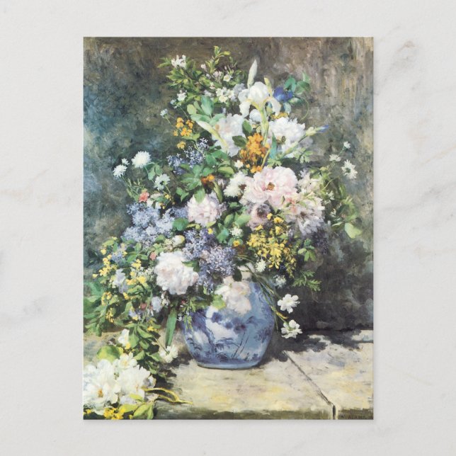 Postal Bouquete de primavera de Pierre Renoir, Flores de  (Anverso)