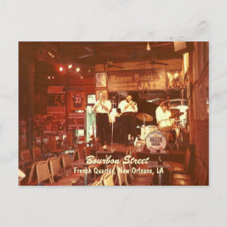 Postal Bourbon Street Jazz New Orleans, Postcard