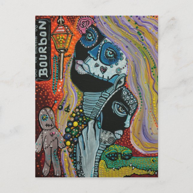 Postal Bourbon Street Mardi Gras Art (Anverso)