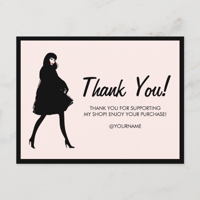 Postal Boutique Mod Fashion Girl, Poshmark Pink Gracias (Anverso)