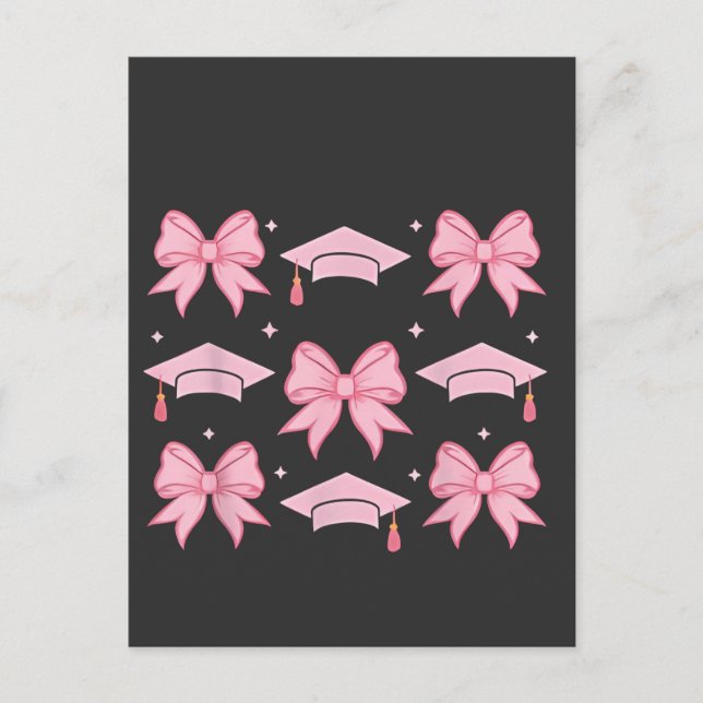 Postal Bow coquette Graduación Paleta rosa 2025 (Anverso)