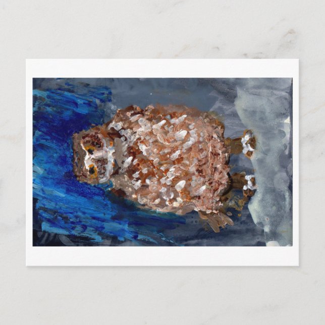 Postal Bowa de color azul profundo (Anverso)