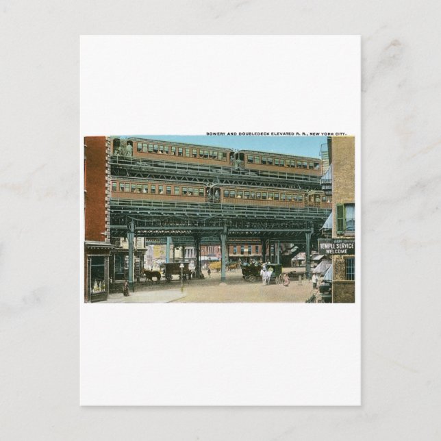 Postal Bowery y Doubledeck Elevado R.R., NYC (Anverso)