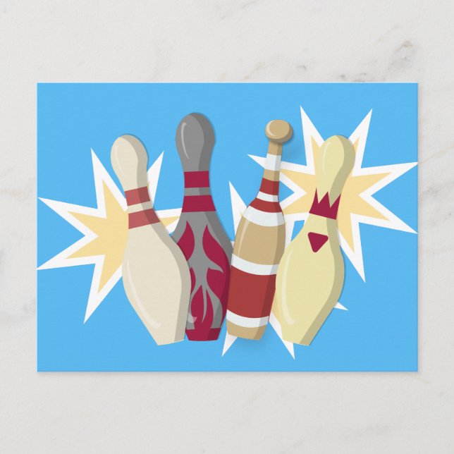 Postal Bowling de estilo vintage (Anverso)