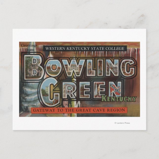 Postal Bowling Green, Kentucky - Escenas de letras grande (Anverso)