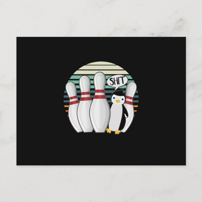 Postal Bowling Pin Bowler Strike Spin Spare Penguin Gift (Anverso)