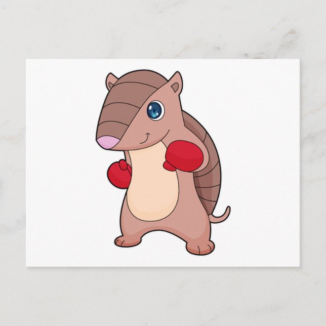 Postal Boxeador de boxeo de armadillo Guantes de boxeo (Anverso)