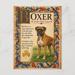 Postal Boxer, Arte de Bestiario Medieval