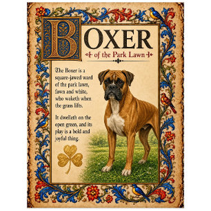 Postal Boxer, Arte de Bestiario Medieval