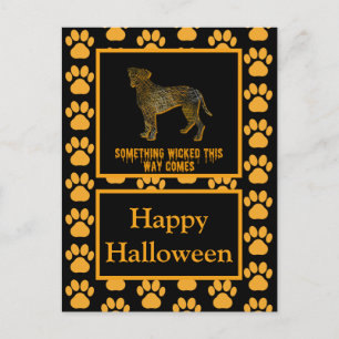 Postal Boxer Dog Silhouette Happy Halloween Naranja