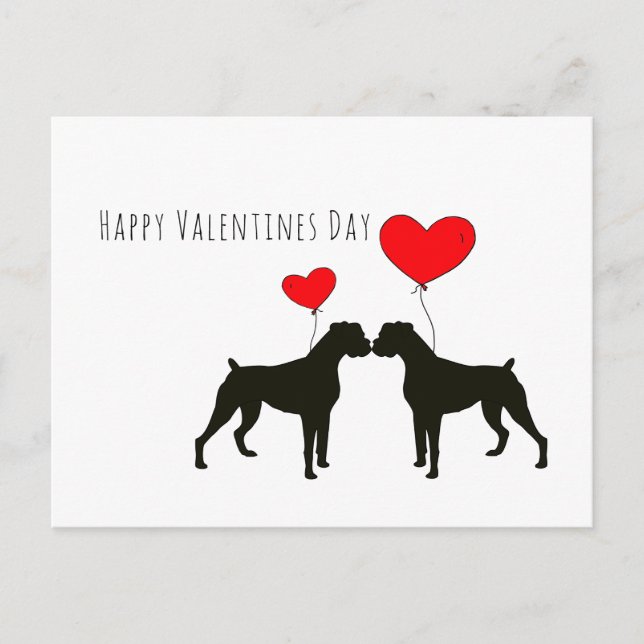 Postal Boxer Dogs Día de San Valentín con Mascotas (Anverso)