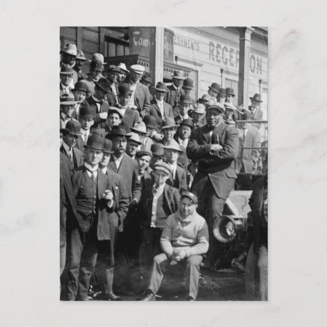 Postal Boxer Jack Johnson y Entrenadores, a principios de (Anverso)