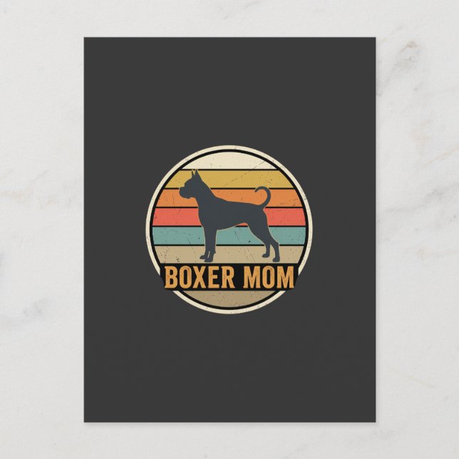 Postal Boxer Mamá Retro Puesta del sol Perro (Anverso)