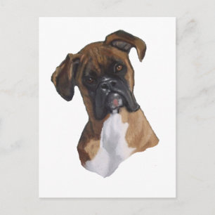 Postal Boxer: Perro: Pastel de petróleo: Ilustracion de a