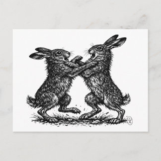 Postal Boxing Hares – Haunted Ink Woodland Duel