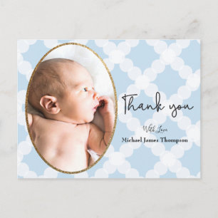 Postal Boy Photo Blue Baby Shower Gracias