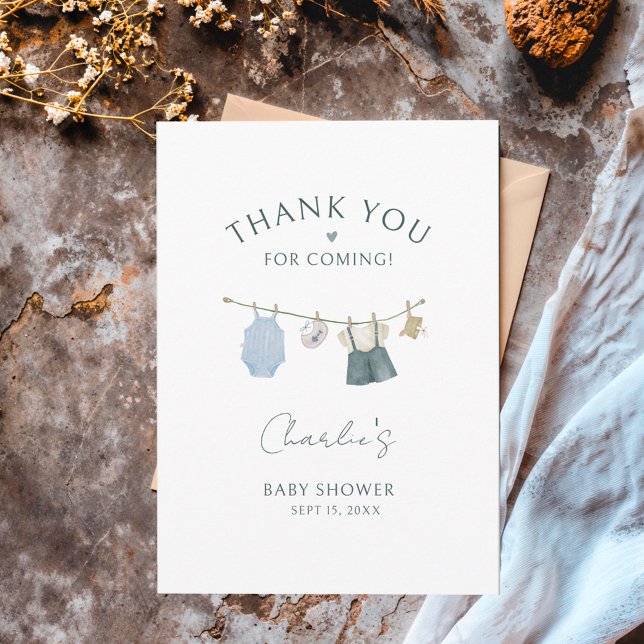 Postal Boy Simple Clothes Watercolor Baby Shower (Subido por el creador)