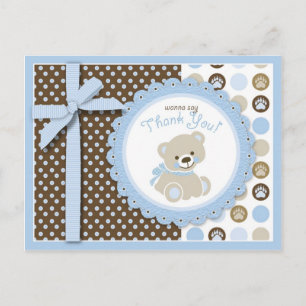 Postal Boy Teddy Bear Gracias Postcard