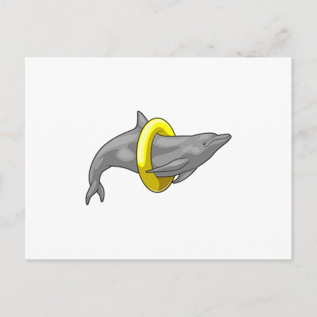 Postal Boyante de natación de delfines (Anverso)