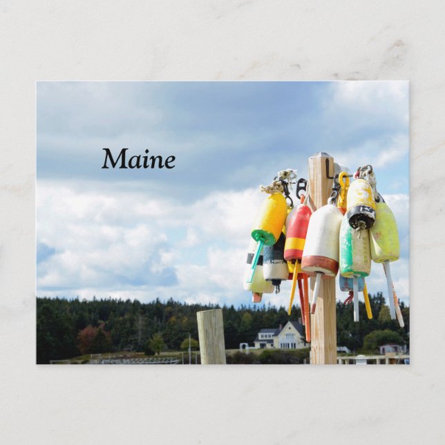 Postal boyas de langosta en Maine (Anverso)