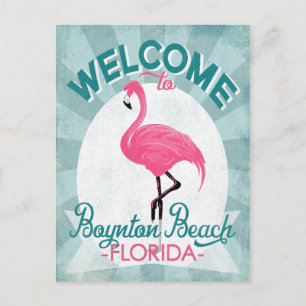 Postal Boynton Beach Florida Pink Flamingo Retro