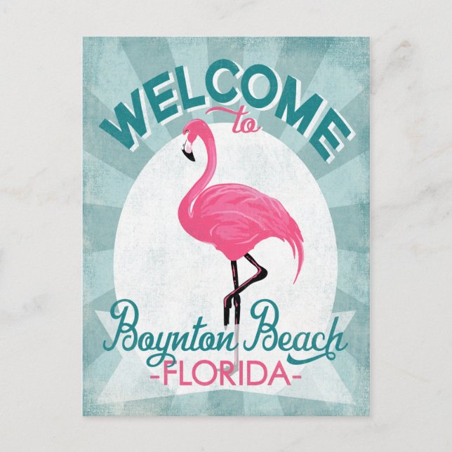 Postal Boynton Beach Florida Pink Flamingo Retro (Anverso)
