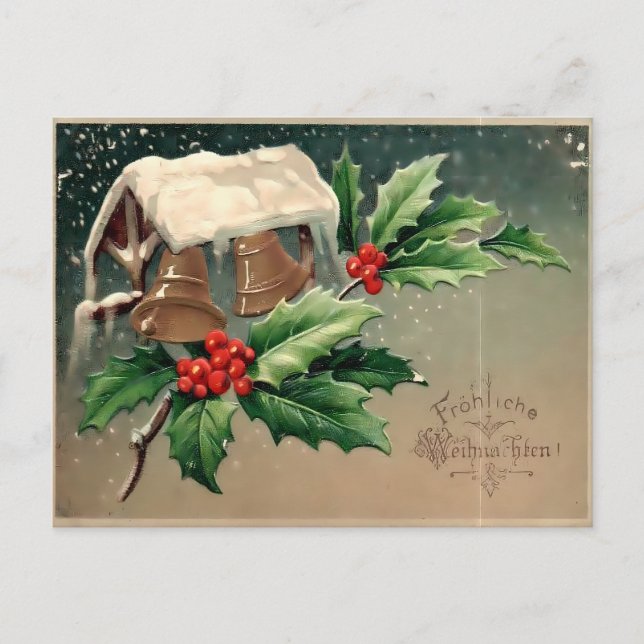 Postal Boys Cutting the Christmas Tree in Snowy Forest (Anverso)