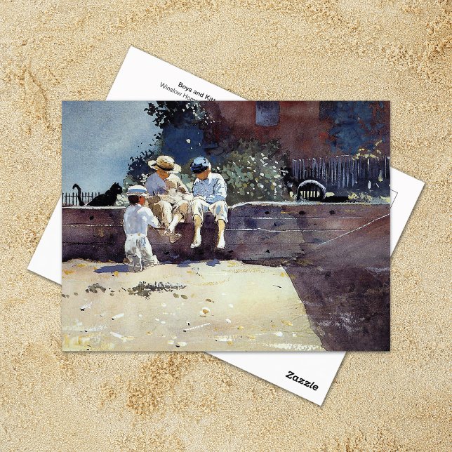 Postal Boys Kitten Winslow Homer (Subido por el creador)