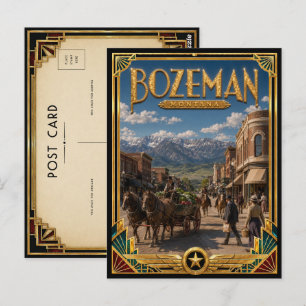 Postal Bozeman Montana Arte Deco Vintage Edad Dorada
